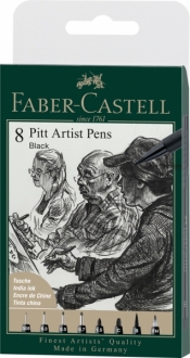 Faber-Castell, pisaki artystyczne Pitt Artist Pen Black, 8 szt. (167158 FC)