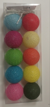Lampki lampiony Cotton Balls w pudełku mix 10 kolorów