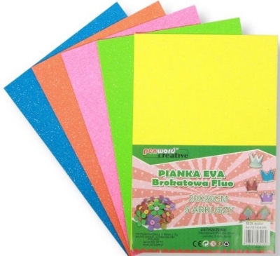 Pianka fluo brokatowa 20x30cm 5szt