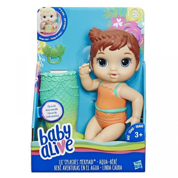 Lalka Baby Alive - Syrenka (Brązowe włosy) (E5851)