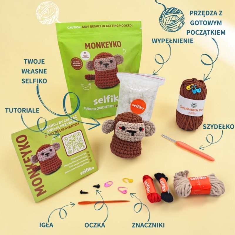 Zestaw do szydełkowania małpka Monkeyko