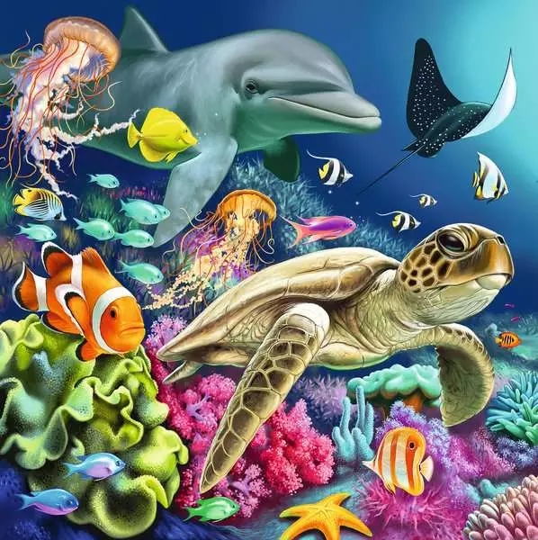 Ravensburger, Puzzle 3x49: Zachwycający podwodny świat (12000859)