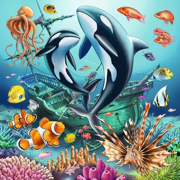 Ravensburger, Puzzle 3x49: Zachwycający podwodny świat (12000859)