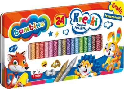 Kredki 24 kolory + temperówka BAMBINO