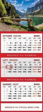 Kalendarz 2021 Ścienny Trójdzielny Alpy