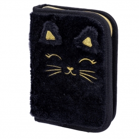 Astrabag, Piórnik pojedynczy jednoklapkowy z wyposażeniem - Fluffy Kitty Black (AC11)