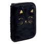 Astrabag, Piórnik pojedynczy jednoklapkowy z wyposażeniem - Fluffy Kitty Black (AC11)