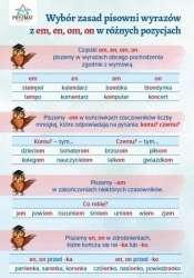 Plansza ortograficzna "Pisownia wyrazów z em, en,