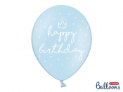 Balon gumowy Partydeco gumowy niebieski z nadrukiem happy Birthday 30 cm/6 sztuk niebieski 300 mm (SB14P-244-011-6)