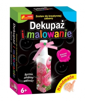 Dekupaż i malowanie Różowe kwiaty