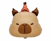 Balon foliowy Kapibara urodzinowa głowa 48x38cm