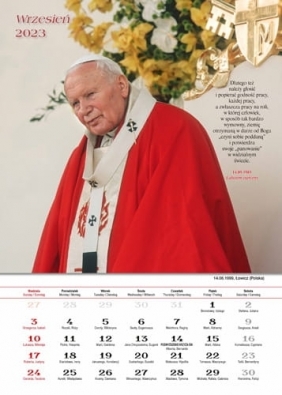 Kalendarz 2023 ze św. Janem Pawłem II (zeszytowy z otworem do zawieszenia - dziurka) - Szubierajski Robert, Gałązka Grzegorz 