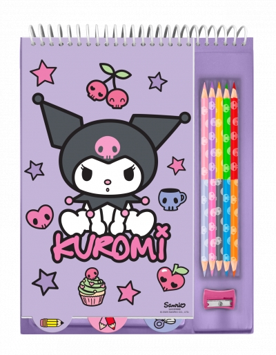 <img src='https://webimage.pl/pics/596/3/d8435507893596.jpg' style='height:440px' /> Notatnik z kredekami i temperówką Kuromi KU00014