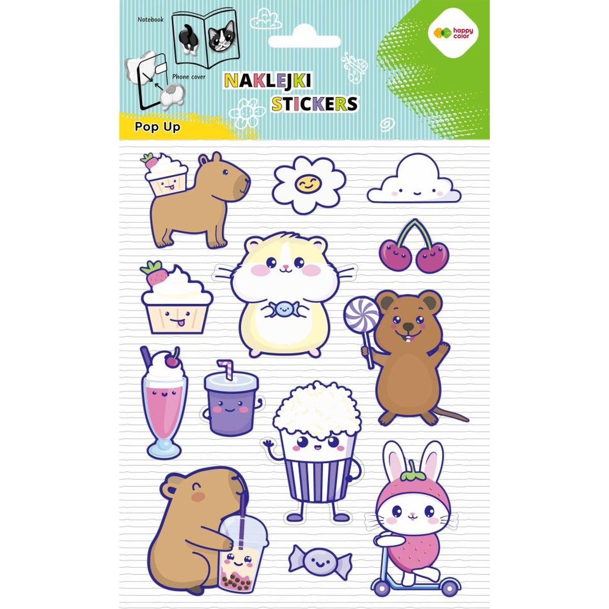 Naklejki 3D Pop up - Yummy Yum, Kapibara 146X240 mm, Happy Color