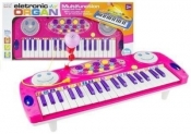 Keyboard na nóżkach pianinko z mikrofonem różowy