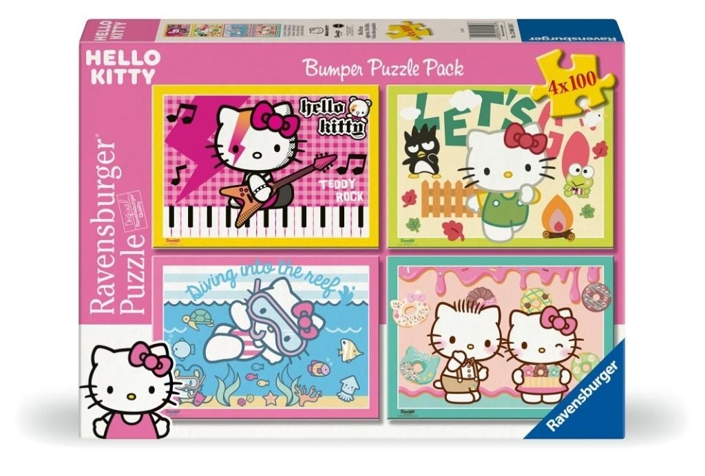 Puzzle dla dzieci 2D: Hello Kitty zestaw 4x100 el