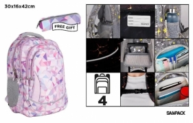 Plecak czterokomorowy 30x16x42cm + piórnik