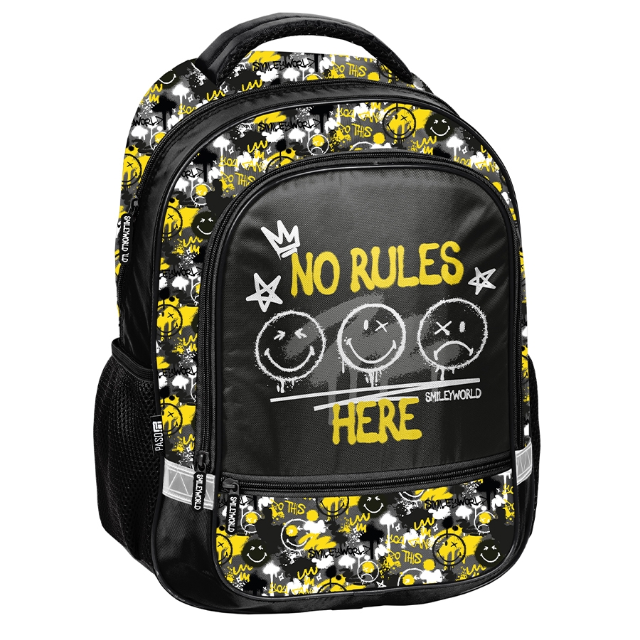Plecak dwukomorowy szkolny - Smiley - No Rules