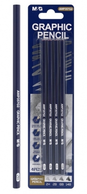Zestaw ołówków artystycznych na blistrze, 4szt: 2H, 2B, 6B,14B