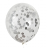 Balony z konfetti srebrnym 30cm 5szt