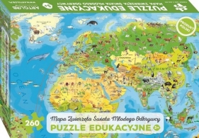 Puzzle edukacyjne Zwierzęta Świata. Mapa Młodego Odkrywcy 260 elementów