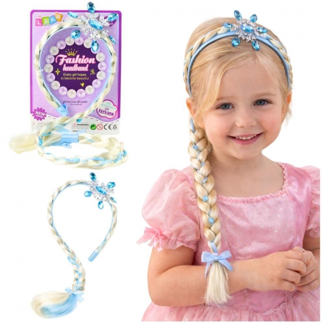 <img src='https://webimage.pl/pics/600/4/d5905991084600.jpg' style='height:440px' /> Opaska z warkoczem nieb wstążka Śnieżynka 50cm