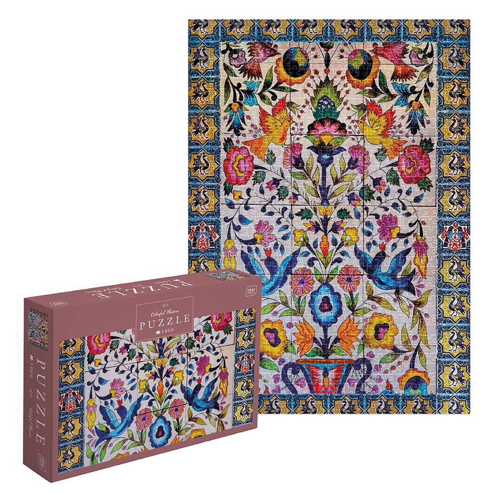 Interdruk, Puzzle 1000: Art on Tiles 3 - Colorful Flowers