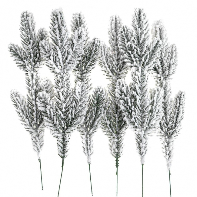 Ośnieżone gałązki sosny 25cm 6szt
