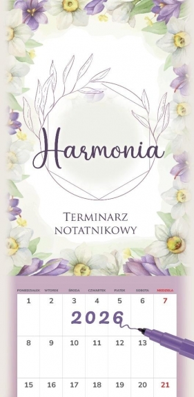 Kalendarz 2026 notatnikowy 46x22cm Harmonia