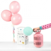 Butla z helem + 30 balonów różowych