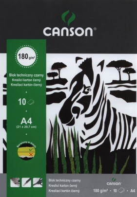 Blok techniczny A4 Canson czarny 10 kartek Zebra