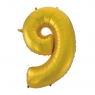 Balon foliowy Godan złoty matowy cyfra 9 114 cm (hs-c45zm9)