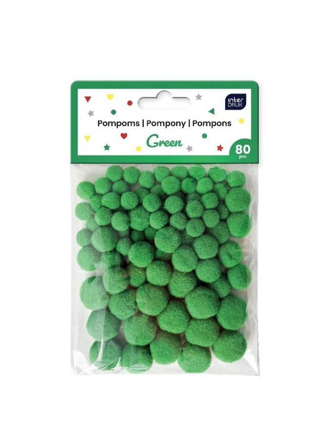 Pompony do dekoracji - Green, 80 szt.