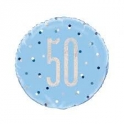 Balon foliowy Godan 50 urodziny groszki niebieski 46 cm (83360)