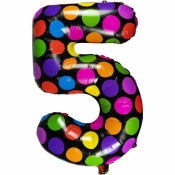 Balon foliowy cyferka 5 w kropki