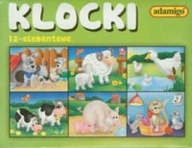 Klocki 12 elementowe zwierzęta w zagrodzie
