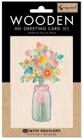Karnet drewniany C6 + koperta Bukiet kwiatów