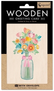 Karnet drewniany C6 + koperta Bukiet kwiatów