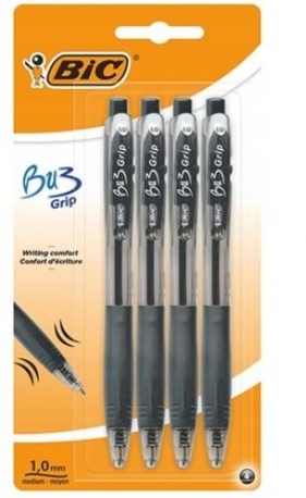 Długopis Bu3 grip 1,0mm czarny 4szt BIC