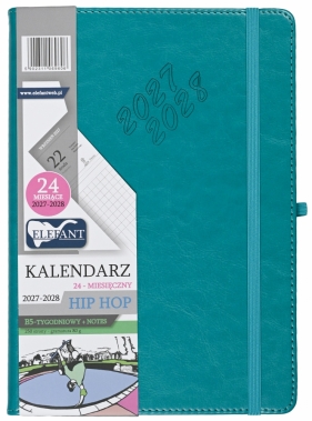 Kalendarz 2027/2028 24 miesięczny B5 tygodniowy Hip Hop - turkusowy