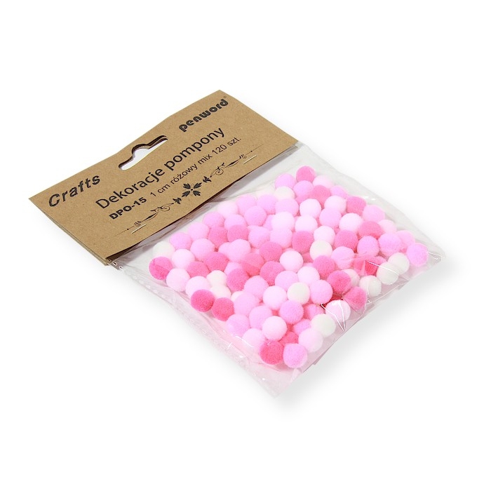 Dekoracje pompony 1cm różowe 120szt