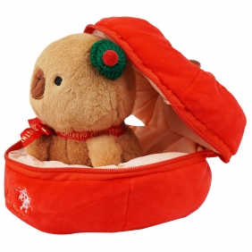 Maskotka - Kapibara w czerwonej bombce, 22 cm