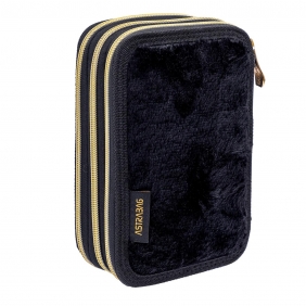 Astrabag, Piórnik potrójny z wyposażeniem - Fluffy Kitty Black (AC31)