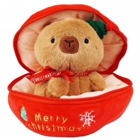 Maskotka - Kapibara w czerwonej bombce, 22 cm