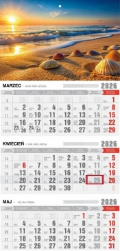 Kalendarz 2026 trójdzielny z magnesem - Plaża