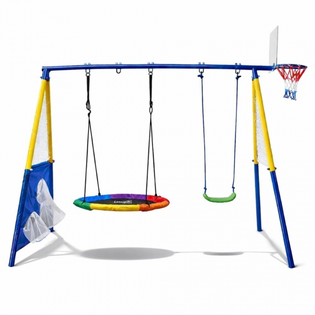 Plac zabaw ogrodowy huśtawka bocianie gniazdo