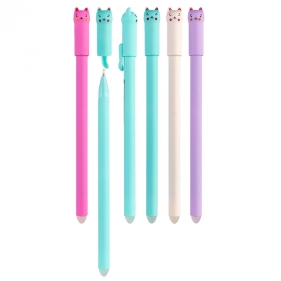 Długopis żelowy wymazywalny niebieski - Kot, 1 szt