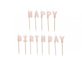Świeczki Happy Birthday różowe 2,5cm 13szt