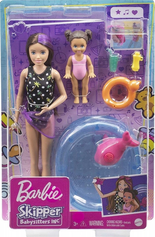 Lalka Barbie Skipper Klub Opiekunek zestaw z basenem (FHY97/GRP39)