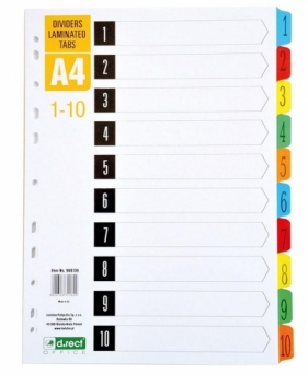 Przekładki kartonowe 1-10 index laminowany D.RECT